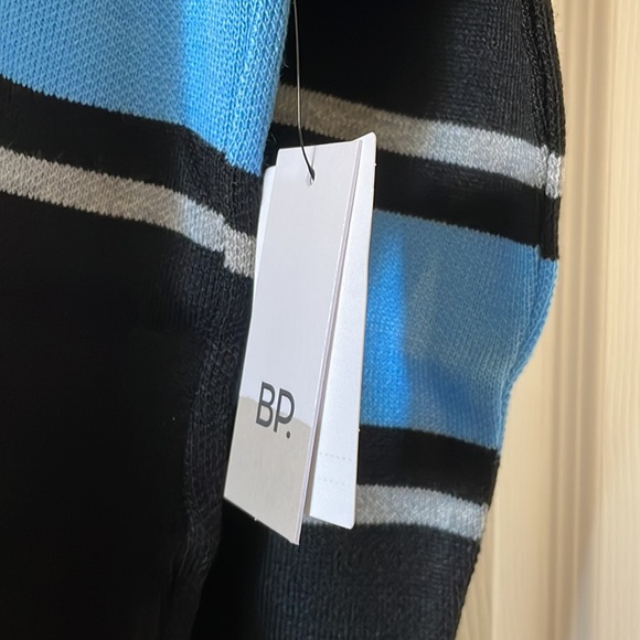 Bp relaxed blue black uneven  stripe mock neck sweater - Picture 4 of 6